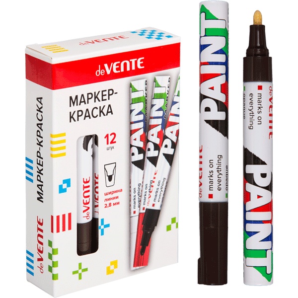 Маркер-краска deVENTE, коричневый, нитрооснова, пулевидный н-к, 2.8 мм, алюм. корпус