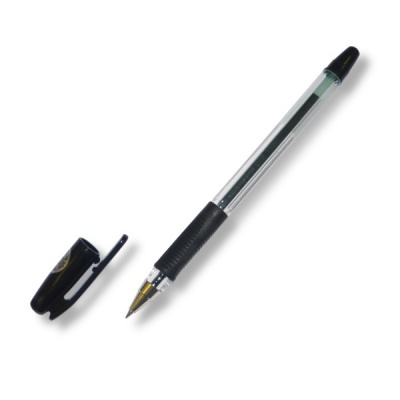 Ручка шариковая черная, 0.7 мм "игла", эрг. грип, метал. н-к, прозр. корп., PILOT SuperGrip P