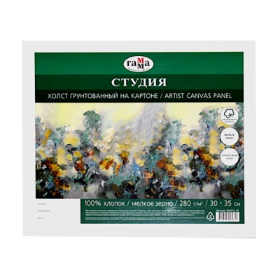 Холст на картоне грунтованный, 30*35 см, 100% хлопок, м/зерно, 280 г/м², ГАММА Студия