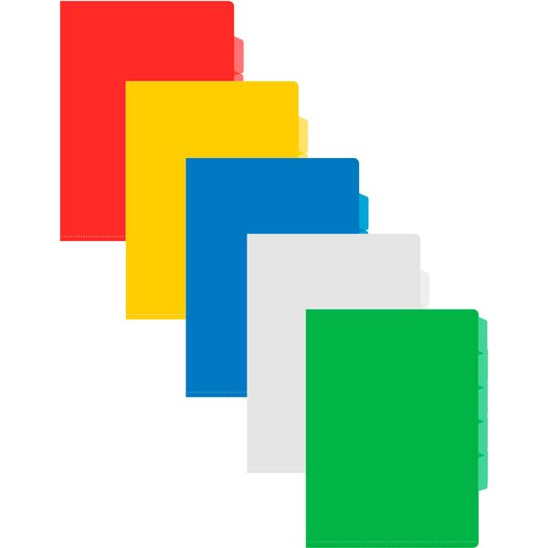 Папка-уголок А4, 5 отд., PP 150 мкм, полупрозр., матовая, Бюрократ/ 5 дизайнов