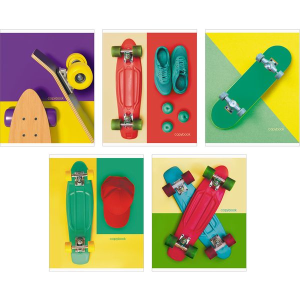 Тетрадь 48 л., клетка, 60 г/м2, выбор. лак, блестки, Listoff Skateboard_5 дизайнов Тетрадь 48 л., клетка, 60 г/м2, выбор. лак, блестки, Listoff Skateboard_5 дизайнов