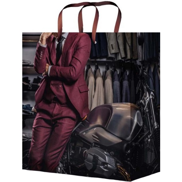 Пакет подарочный, 11.5*14.5*6 см, мел. бумага 128 г/м², глянц., Optima Бордовый костюм Акция!