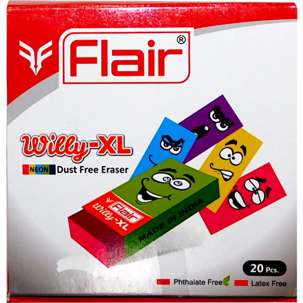Ластик Flair Willy neon, PVC, прямоугольный, ассорти 5 цветов, 60*20*10 мм (картон. держатель) Ластик Flair Willy neon, PVC, прямоугольный, ассорти 5 цветов, 60*20*10 мм (картон. держатель)