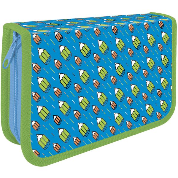 Пенал 1 отд., на молнии, 200*130*30 мм, текстиль, откидная планка, ПЧЕЛКА Карандаши Акция!