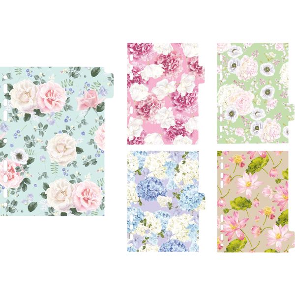 Разделитель для листов, А5, по цветам (принт), картон 210 г/м², 5 шт., deVENTE Bloom Garden