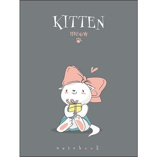 Блокнот на скобе А6, 64 л., нелинов. (стилиз.), 65 г/м², вырубка 4 раздела, PLANO Котенок   Акция!