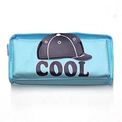 Пенал 1 отд., на молнии, 200*80*45 мм, текстиль, наруж. карман, аппликация, ALINGAR_голубой