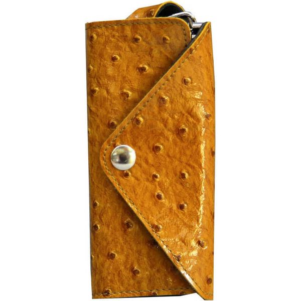 Футляр для ключей, искусственная кожа, страус, светло-коричневый