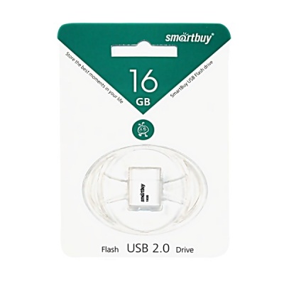Флеш-накопитель USB 2.0, 16 ГБ, Smartbuy LARA/ Белый