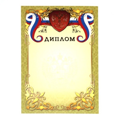 Диплом с госсимволикой, А4, мел. бумага 200 г/м², тисн. фольгой (Премиум)