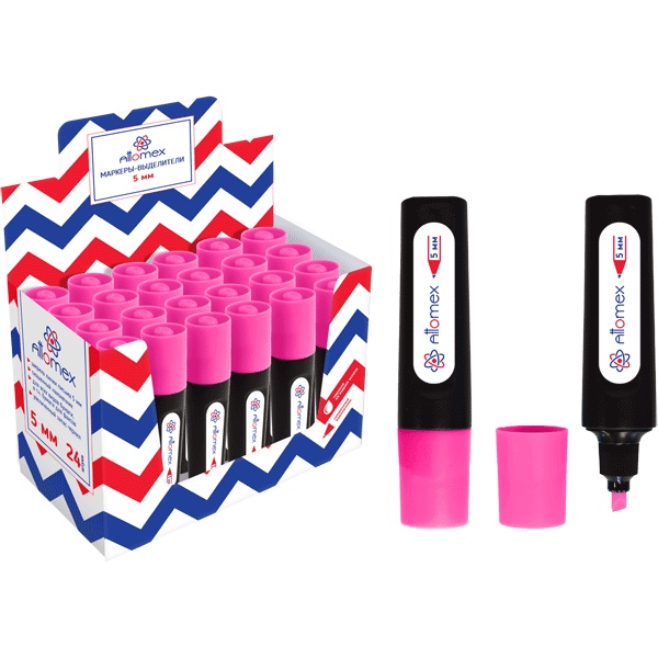 Текстмаркер розовый, неоновый, ШЛ 1-5 мм, н-к "клин", Attomex