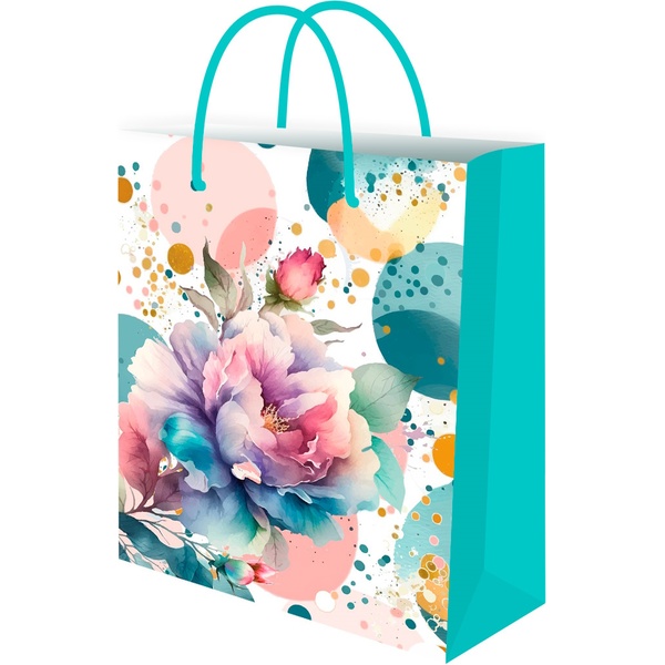 Пакет подарочный, 11.5*14.5*6 см, мел. бумага 128 г/м², глянц., Optima Акварельные цветы