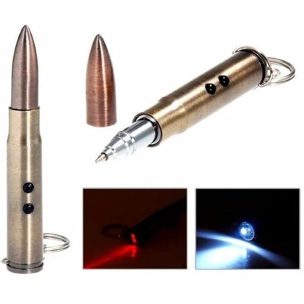 Брелок 3 в 1 "Патрон" (ручка/фонарик/лазерная указка), металлический