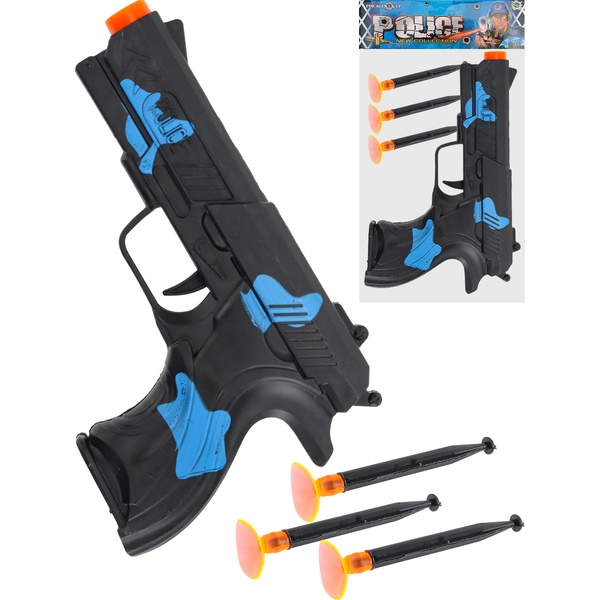 Пистолет + пули-присоски (3 шт.), 16 см, п/п