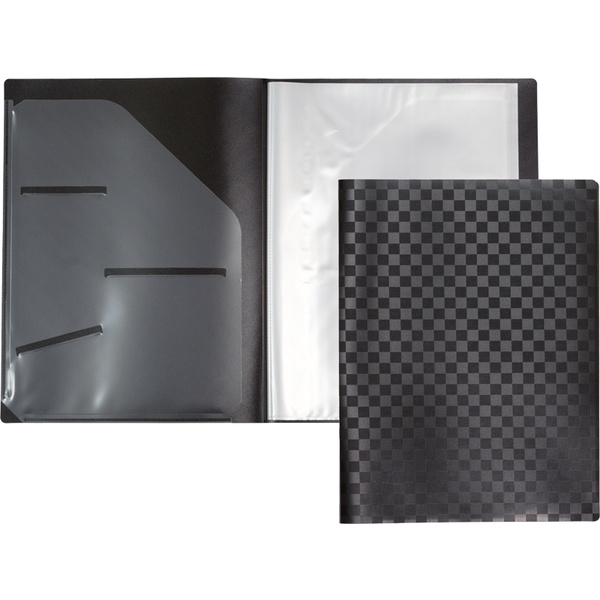 Папка с 20 файлами А4, PP 400/30 мкм, "шахматная доска", вн. карман, deVENTE Total Black