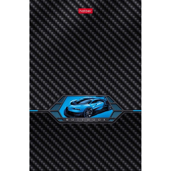 Блокнот на скобе А5, 96 л., клетка, 65 г/м2, глянц. лам., Hatber AutoCarbon   Акция!