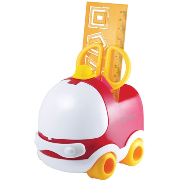 Органайзер с канцелярским инструментом LAMARK Super car/Машинка, 4 предмета, наклейки, красный  Акция!