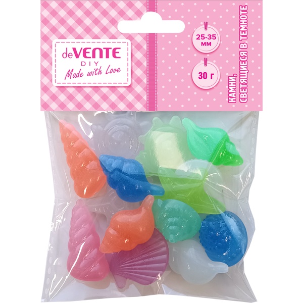 Камни светящиеся в темноте, 14 шт., р-р 25-35 мм, разноцветные, deVENTE DIY Морская коллекция