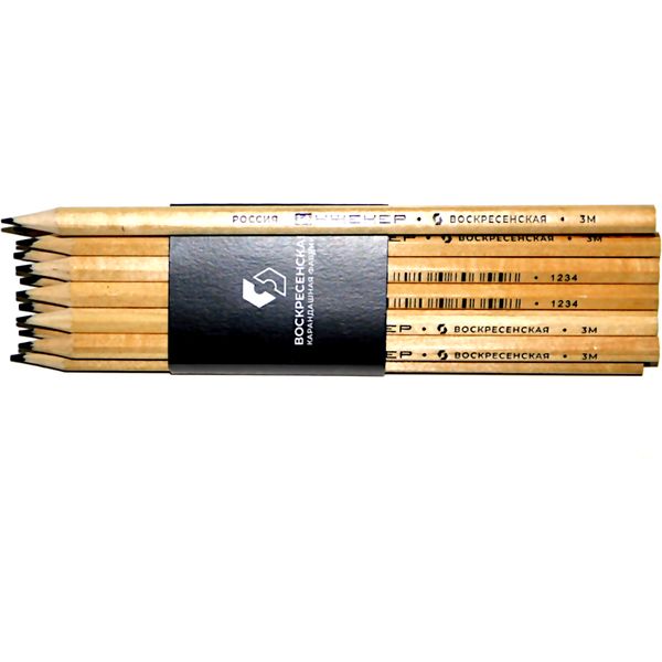 Карандаш чернографитный, 3М/3В, деревянный, шестигранный, натур. цвет, ВКФ Инженер Карандаш чернографитный, 3М/3В, деревянный, шестигранный, натур. цвет, ВКФ Инженер