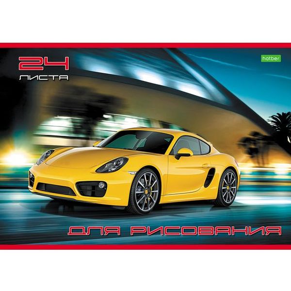 Альбом для рисования А4, 24 л., скоба, 100 г/м², обл. офс. бум., Hatber ECO Мотошоу_5 дизайнов