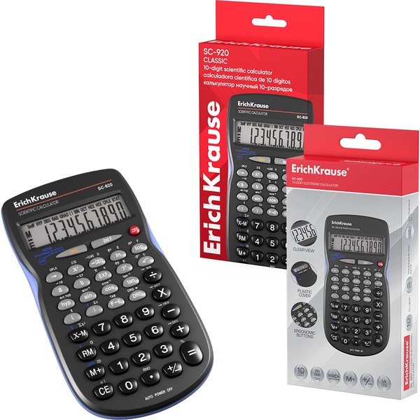 Калькулятор научный 10-разрядов ErichKrause SC-920 Classic, черный