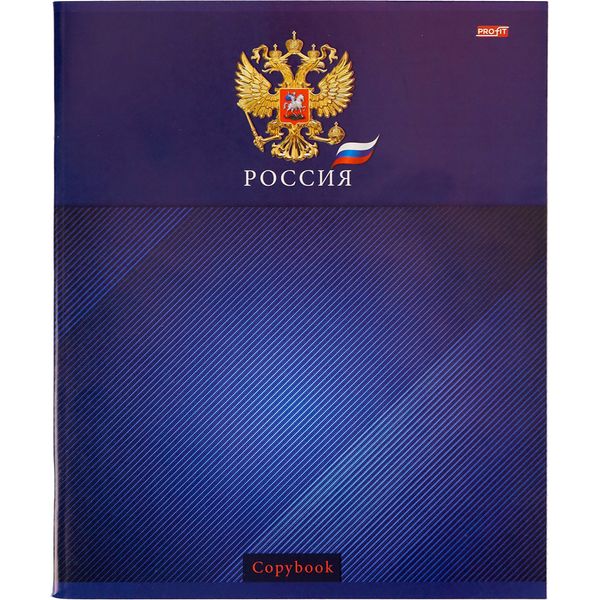 Тетрадь А5, клетка, 48 л., на скобе, 60 г/м², мел. бумага, Profit Символика Российской Федерации_5 дизайнов