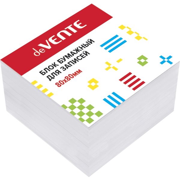 Бумага для заметок, 8*8*5 см, без склейки, 100 г/м², белая (92%), deVENTE