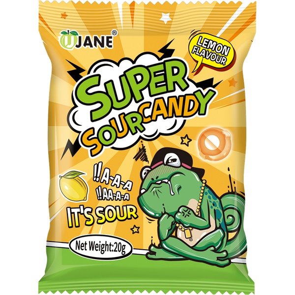 Леденцы кислые Sour Candy лимон, 20 г.