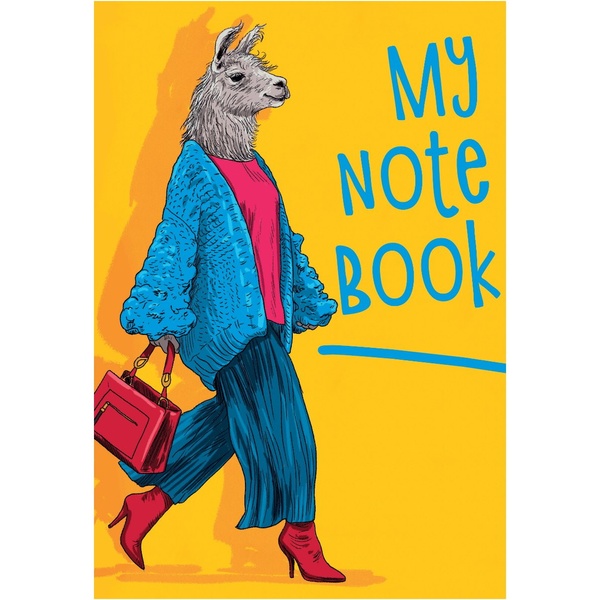 Блокнот на скобе А5, 40 л., клетка, 80 г/м², выб. лак, MyArt_My notebook_Лама Акция!