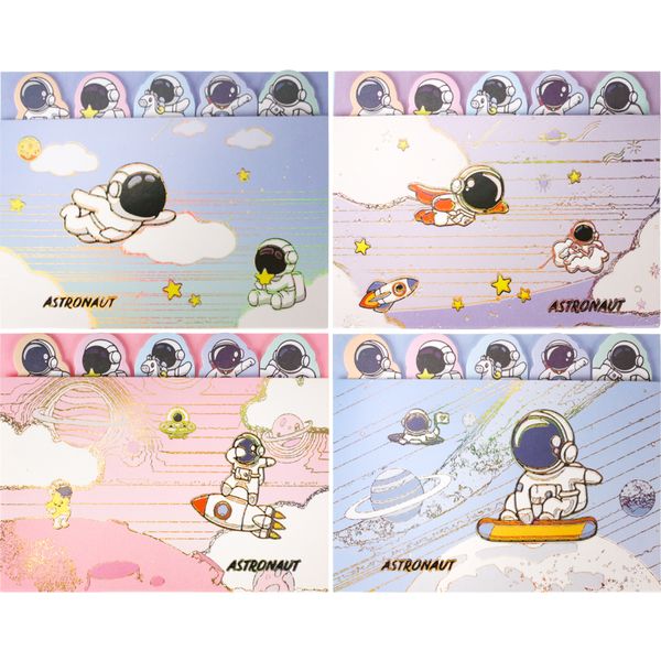 Закладки бумажные с клеевым краем, микс формат, 8*15 л., 8 дизайнов, Profit Астронавт_4 варианта   Акция