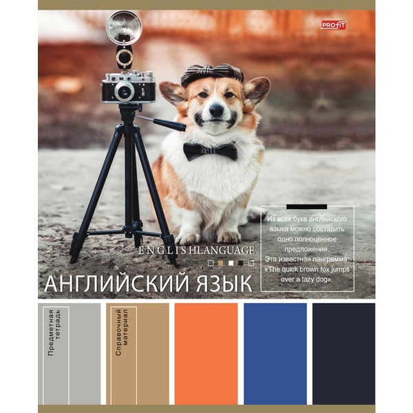 Тетрадь предметная 36 л., клетка, 60 г/м², обл. мел. бумага, Profit Pantone_Английский язык Тетрадь предметная 36 л., клетка, 60 г/м², обл. мел. бумага, Profit Pantone_Английский язык