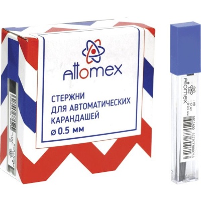 Грифели для механического карандаша, 0.5 мм* 60 мм, HB, 12 шт/уп, Attomex Грифели для механического карандаша, 0.5 мм* 60 мм, HB, 12 шт/уп, Attomex