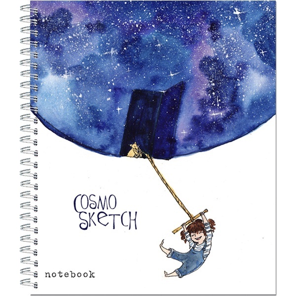 Тетрадь А5, клетка, 48 л., на гребне, 60 г/м², вд-лак, ПОЛИНОМ Космоскетчи_4 дизайна  Акция!