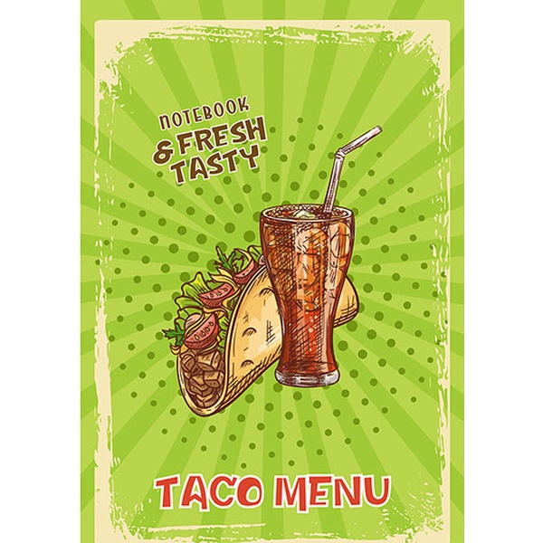 Блокнот на гребне А5, 48 л., клетка, 60 г/м², блестки, PLANO Вкусняшка   Акция!