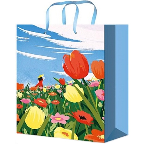 Пакет подарочный, 22*31*10 см, мел. бумага 128 г/м², глянц., Optima Поля тюльпанов Акция!