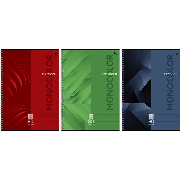 Тетрадь А4, на гребне, 80 л., клетка, 60 г/м2, обл. мелован. картон, Моноколор. Классический BG 