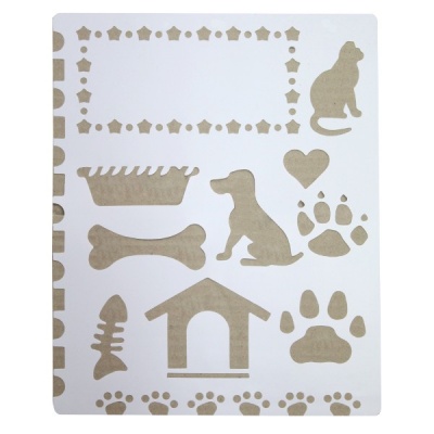 Трафарет пластиковый 28х21см собака, кошка, лапы Акция!