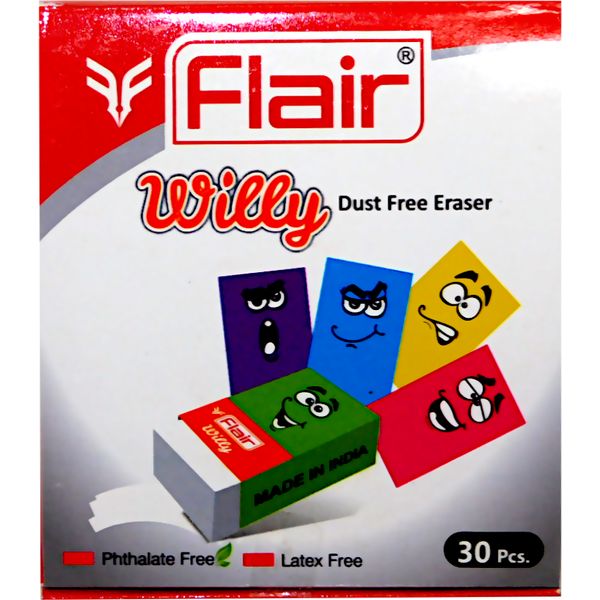 Ластик Flair Willy neon, PVC, прямоугольный, 34*20*10 мм, картон. держатель, белый Ластик Flair Willy neon, PVC, прямоугольный, 34*20*10 мм, картон. держатель, белый