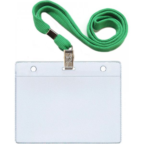 Бейдж на ленте с клипсой Dpskans_Зеленый, ПВХ 180 мкм, горизонтальный, 120*87 мм