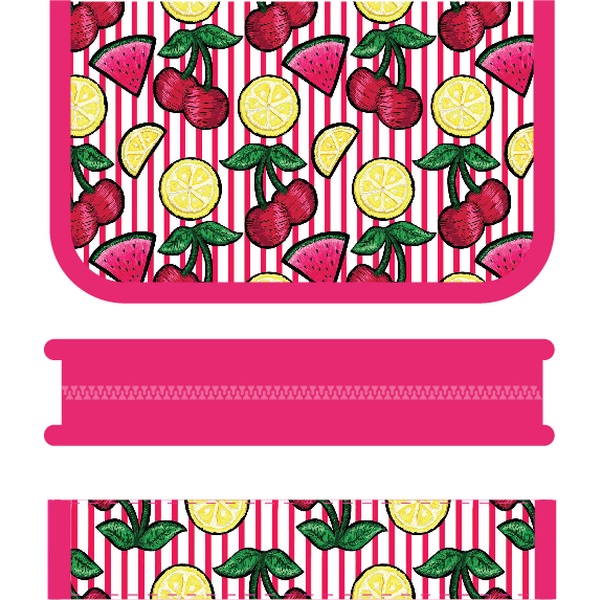 Пенал 1 отд., на молнии, 200*130*30 мм, текстиль, откидная планка, ПЧЕЛКА Фруктовая вышивка