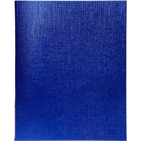 Тетрадь А5, 48 л., клетка, 60 г/м2, на скобе, облож. бумвинил, тисн. "сатин", Hatber Metallic_Синяя