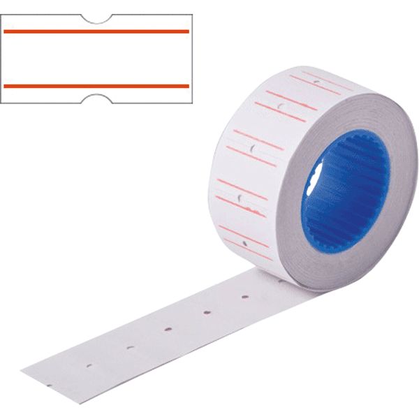 Этикет-лента, 21*12 мм, 600 шт., БЕЛАЯ (с красными полосами), deVENTE Этикет-лента, 21*12 мм, 600 шт., БЕЛАЯ (с красными полосами), deVENTE