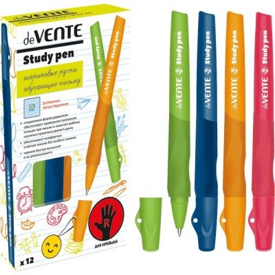 Ручка обучающая письму для ПР. РУКИ, синяя, 0.7 мм, эрг. грип, deVENTE Study Pen_4 дизайна  Акция!