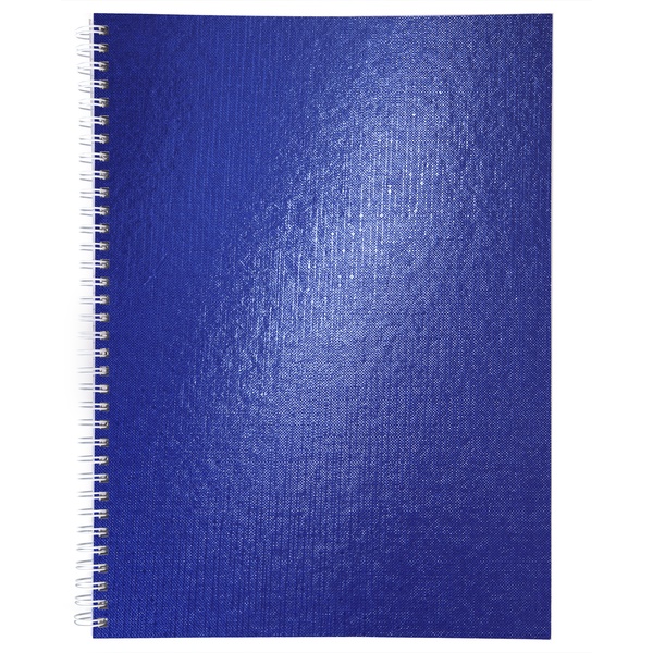 Тетрадь А4, 96 л., клетка, 60 г/м², на гребне, обл. бумвинил, тисн. "сатин", Hatber Metallic_синяя