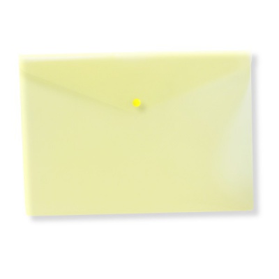 Папка-конверт на кнопке А4 180 мкм Бюрократ, полупрозрачная, желтая
