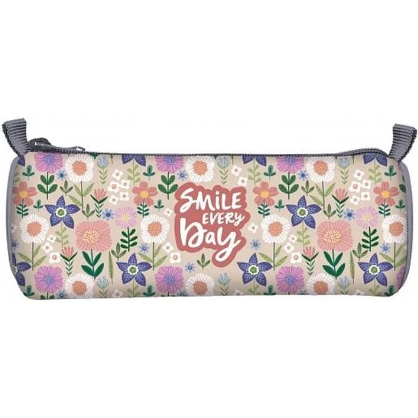 Пенал-тубус 1 отд., на молнии, 210*65*65 мм, текстиль, Schoolformat FLOWER PRINT