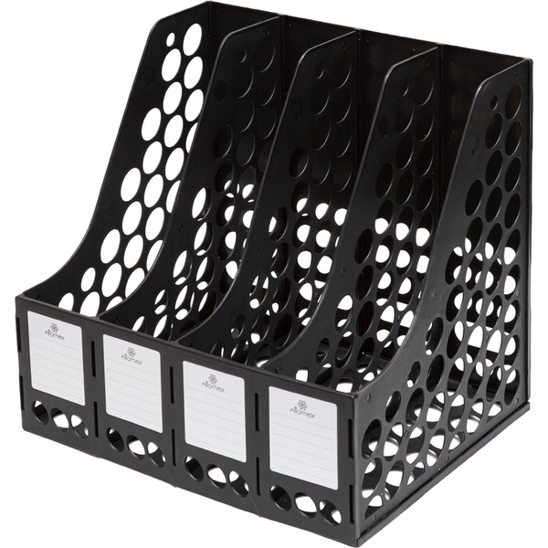 Лоток для бумаг вертикальный, 4 секции (320 мм), пластик., сборно-разборн., черный, Attomex Classic