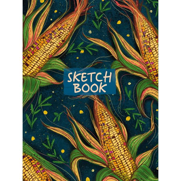 Скетчбук А5, тв. переплет, 80 л., бел. блок 70 г/м², резинка, Prof-Press Кукуруза   Акция