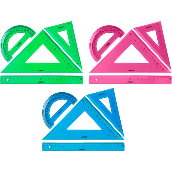 Инструменты чертежные 4 предм.: лин. 20, угол. 45°/12 и 30°/10, трансп., deVENTE_3 дизайна