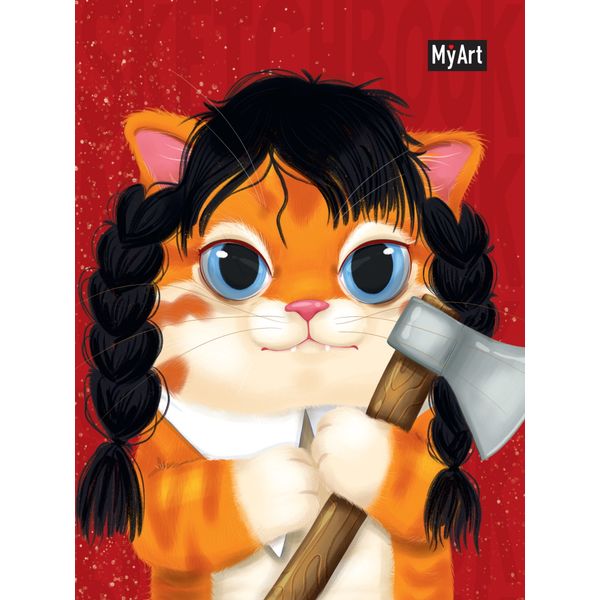 Скетчбук B6, на склейке, 80 л., бел. блок 100 г/м², MyArt MeowBook_Котик не в настроении   Акция